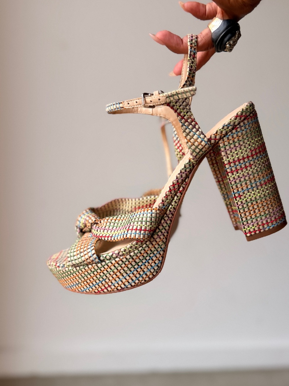 Marc Fisher Multicolor Woven Platform Sandals